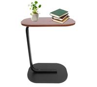 TAPMING Table d'appoint en forme de C, petite table basse, table d'appoint Easy Living, table de canapé, table de chevet, table pour ordinateur portable, noyer noir