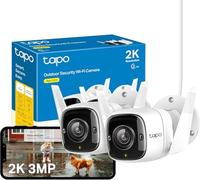 Tapo 2K Camera Exterieur WiFi Lot de 2,C310P2 | Alarme sonore et lumineuse, Vision Nocturne, Résistance intemperies IP66, Audio bidirectionnel, Compatible Alexa et Google