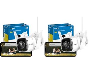 Tapo C310 Caméra de Surveillance WiFi extérieur 3MP, Vision Nocturne à 30 m, détection de Mouvement, étanche IP66, Notification d'alarme, Audio bidirectionnel, Compatible Alexa et Google (Lot de 2)