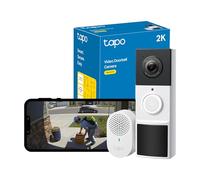 Tapo Caméra de Sonnette sans Fil, Sonnette vidéo alimentée par Batterie 2K 3MP, Vue Ultra Large à 160°, Vision Nocturne en Couleur, détection AI, IP65 résistant aux intempéries, Compatible avec Alexa