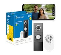 Tapo D235 Caméra de Sonnette sans Fil 2K 5MP, 180° Vision Ultra-Large, Vision Nocturne Couleur, Audio Bidirectionnel, Batterie 10 000 mAh ou Câblée 8-24V