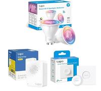 Tapo Hub Intelligent H100 avec Interrupteur Gradateur S200D et 2 Ampoules WiFi GU10 L630 - Multicolore, Dimmable, Contrôle Vocal Alexa/Google Home