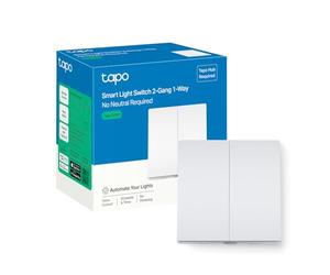 Tapo Interrupteur intelligent 2 interrupteurs 1 voie, commande vocale, mode absent, pas de neutre nécessaire, interrupteur intelligent à piles incluses, fonctionne avec Alexa et Google, concentrateur