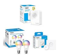Tapo Smart Home Kit - 2 Ampoules Connectées L530E, Interrupteur Intelligent S200D et Hub WiFi H100 - Éclairage, Automatisations, Commande Vocale