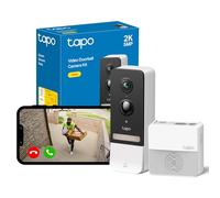 Tapo TD23 Sonnette vidéo à Batterie 2K 5 MP, Pas de Frais mensuels, Sonnette caméra sans Fil à 160°, Audio bidirectionnel, Longue durée de Vie, Carillon Inclus, Couleur Nuit, Stockage Flexible, IP54