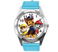 Taport® Montre à quartz avec bracelet en cuir bleu pour les fans de la Pat’Patrouille