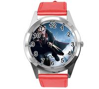 Taport® Montre analogique à quartz avec bracelet en cuir véritable Rouge Rond pour les fans de Harry Potter E1