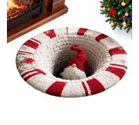 Tappeto 3D Illusione Ottica, 60x60cm Rotondo, Decorazione Pavimento Natalizio Antiscivolo con Gnomi per Ingresso Interno Soggiorno Sala Pranzo Ufficio Feste Ambiente Accogliente Festivo