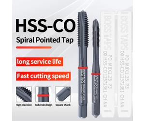 TAPS BOSS HSS-CO Bague rouge JIS Standard avec spirale OX, taraud pointu M2 M3 figuré M5 M6 M7 M8 M9 M10 M11 M12 Tarauds filetés M5X0.35