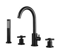 Taps de bain noirs avec douche attachement de la cascade design du robinet de salle de bain jeu 4pcs moderne et élégant baignoire mélangeur pour la décoration de luxe à la maison LWX