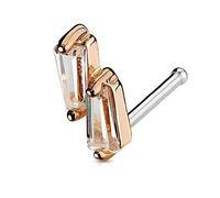 Tapsi´s Coolbodyart ®| Piercing Nez Piercing Droit Acier INOX Acier Chirurgical 316L Zircon Diamant Versch.Farben - Or Rose