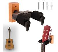 TAPT Support Guitare Mural, Accroche Guitare Mural Verrouillage Automatique avec Vis, Support de Guitare avec Base de Bois pour Guitare Acoustique, Ukulélé, Banjo, Mandoline et Basse