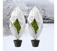 TAPT Voile Hivernage Plante Exterieur, 2 Pièces Voile d'Hivernage Housses de Protection pour Plantes avec Cordon de Serrage et Zipper, Housse d’Hivernage Plante Réutilisable (100x120cm)