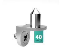 Taquet pour Étagère, avec Tenon et Vis，Lot de 40 Supports d'Étagère，Equerre pour Étagère de penderie 5mm，Support d'étagère à vis en nickelé Support d'étagère pour Meubles Armoire Bibliothèque