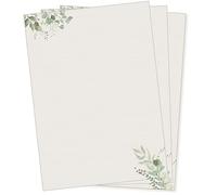 Tara Verde Lot de 50 feuilles de papier à lettre A4 double face Motif floral naturel eucalyptus durable pour adultes