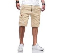 TARAINYA Cargo Short Homme éTé Coton Cordon de Serrage avec 6 Poches Taille Elastique Casual Short Abricot 3XL