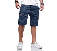 TARAINYA Cargo Short Homme éTé Coton Cordon de Serrage avec 6 Poches Taille Elastique Casual Short Bleu foncé M