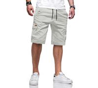 TARAINYA Cargo Short Homme éTé Coton Cordon de Serrage avec 6 Poches Taille Elastique Casual Short Gris 3XL