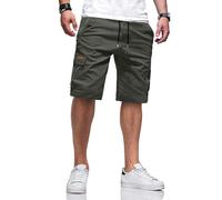 TARAINYA Cargo Short Homme éTé Coton Cordon de Serrage avec 6 Poches Taille Elastique Casual Short Gris foncé 5XL