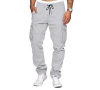 TARAINYA Pantalon Cargo Homme Coton Baggy Chino Cordon de Serrage avec Poches Gris M