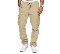 TARAINYA Pantalon Cargo Homme Coton Baggy Chino Cordon de Serrage avec Poches Kaki Clair M