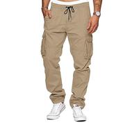 TARAINYA Pantalon Cargo Homme Coton Baggy Chino Cordon de Serrage avec Poches Kaki foncé M