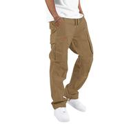 TARAINYA Pantalon Cargo Homme en Coton Souple avec Cordon de Taille et Poches Utilitaires S-3XL B Kaki XXXL