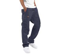 TARAINYA Pantalon Cargo Homme en Coton Souple avec Cordon de Taille et Poches Utilitaires S-3XL C Bleu Marine S