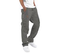 TARAINYA Pantalon Cargo Homme en Coton Souple avec Cordon de Taille et Poches Utilitaires S-3XL C Gris foncé Vert S