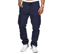 TARAINYA Pantalon Homme Cargo Coton Chino Cordon de Serrage Hiver avec Poches Bleu Marine S
