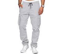 TARAINYA Pantalon Homme Cargo Coton Chino Cordon de Serrage Hiver avec Poches Gris S
