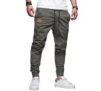 TARAINYA Pantalon Homme Coton Cargo Jogging à Cordon de Serrage Taille éLastiqué Décontractées Pantalon Casual B Gris foncé L