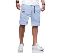 TARAINYA Short Homme Coton éTé Taille Elastique avec Poches Short Chino Homme Regular Fit B Bleu Ciel M
