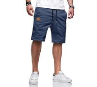 TARAINYA Short Homme Coton éTé Taille Elastique avec Poches Short Chino Homme Regular Fit Bleu foncé 2XL