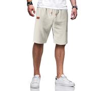 TARAINYA Short Homme Coton Lin Taille Elastique éTé Casual Pantalon Court Homme avec Poches Beige L