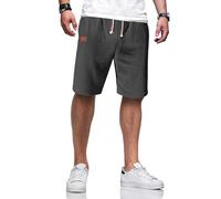 TARAINYA Short Homme Coton Lin Taille Elastique éTé Casual Pantalon Court Homme avec Poches Gris foncé L