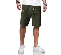 TARAINYA Short Homme Coton Lin Taille Elastique éTé Casual Pantalon Court Homme avec Poches Vert Armée 2XL