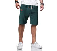 TARAINYA Short Homme Coton Lin Taille Elastique éTé Casual Pantalon Court Homme avec Poches Vert Gris M