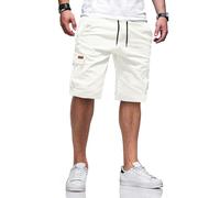 TARAINYA Short Homme Coton Short Chino Homme Léger avec Taille à Cordon et 6 Poches C Blanc M
