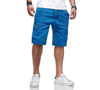 TARAINYA Short Homme Coton Short Chino Homme Léger avec Taille à Cordon et 6 Poches C Bleu Brillant L