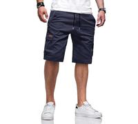 TARAINYA Short Homme Coton Short Chino Homme Léger avec Taille à Cordon et 6 Poches C Bleu Marine 4XL