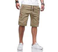 TARAINYA Short Homme Coton Short Chino Homme Léger avec Taille à Cordon et 6 Poches C Kaki XL