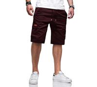 TARAINYA Short Homme Coton Short Chino Homme Léger avec Taille à Cordon et 6 Poches C Rouge XL