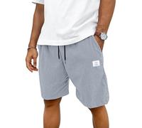 TARAINYA Velours Côtelé Short Homme Coton Stretch Cordon de Serrage été Casual Chino Corduroy Shorts Court Homme avec Poches Gris Clair 2XL
