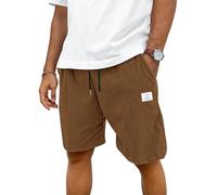 TARAINYA Velours Côtelé Short Homme Coton Stretch Cordon de Serrage été Casual Chino Corduroy Shorts Court Homme avec Poches Brun 2XL