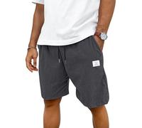 TARAINYA Velours Côtelé Short Homme Coton Stretch Cordon de Serrage été Casual Chino Corduroy Shorts Court Homme avec Poches Gris L