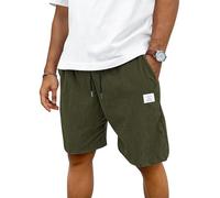 TARAINYA Velours Côtelé Short Homme Coton Stretch Cordon de Serrage été Casual Chino Corduroy Shorts Court Homme avec Poches Armée 5XL