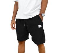 TARAINYA Velours Côtelé Short Homme Coton Stretch Cordon de Serrage été Casual Chino Corduroy Shorts Court Homme avec Poches Noir 4XL