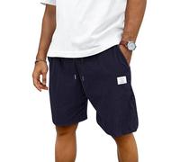 TARAINYA Velours Côtelé Short Homme Coton Stretch Cordon de Serrage été Casual Chino Corduroy Shorts Court Homme avec Poches Bleu Marine M