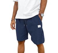 TARAINYA Velours Côtelé Short Homme Coton Stretch Cordon de Serrage été Casual Chino Corduroy Shorts Court Homme avec Poches Bleu foncé XL